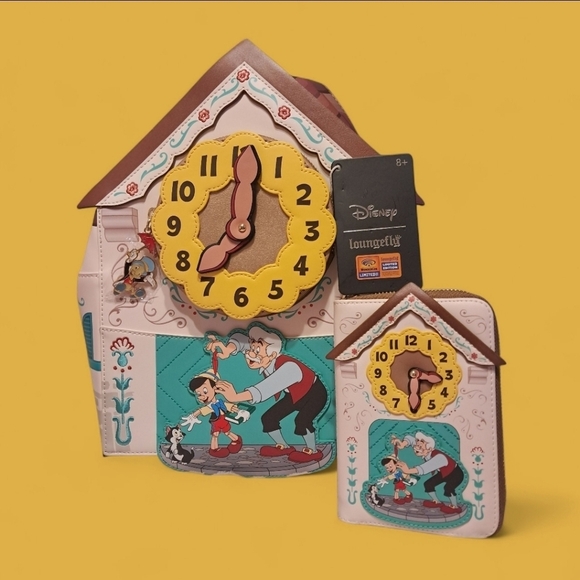 NWT Loungefly WonderCon 2023 Disney Pinocchio Cuckoo Clock Backpack And Wallet - Picture 1 of 10